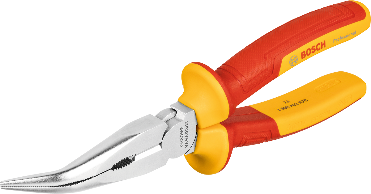 Dolgocevne klešče Bosch VDE, upognjene 40°, 200 mm.